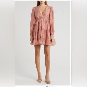 Bardot Harlow Long Sleeve Babydoll Minidress